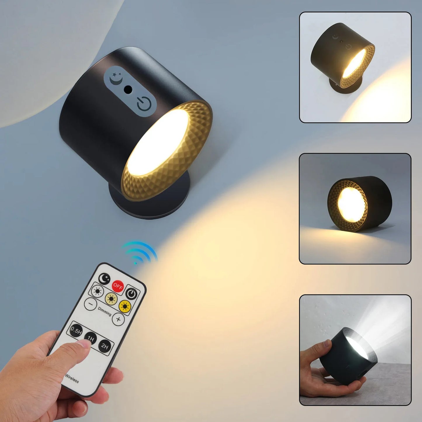 Modern uppladdningsbar vägglampa med fjärrkontroll