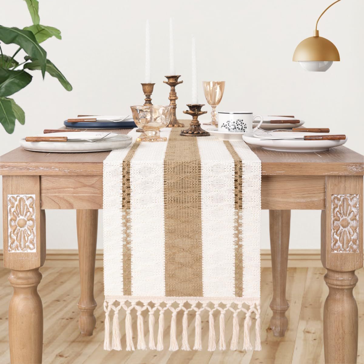 Boho bordsduk – heminredning med tofsar
