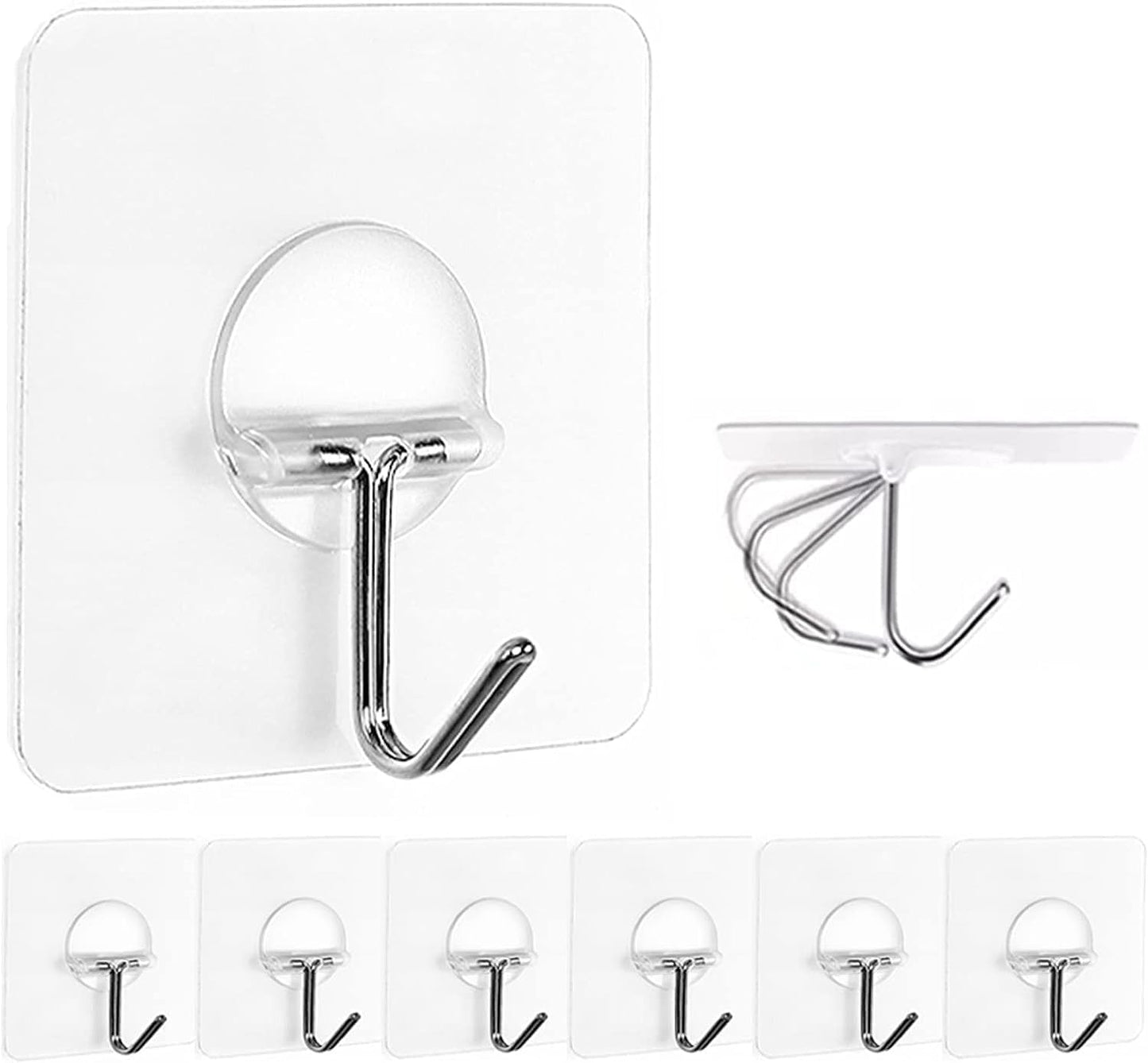 8-pack Självhäftande transparent krok utan borrning