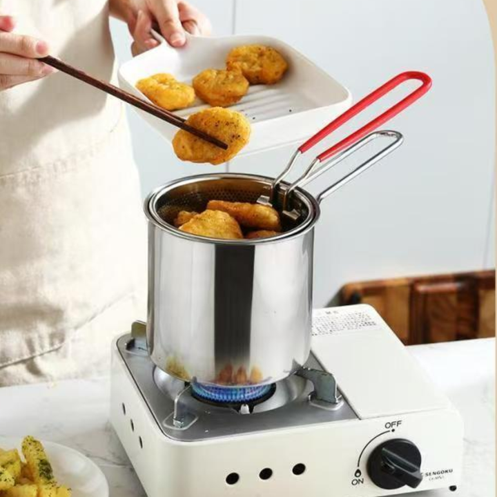 Rostfri fritös med sil