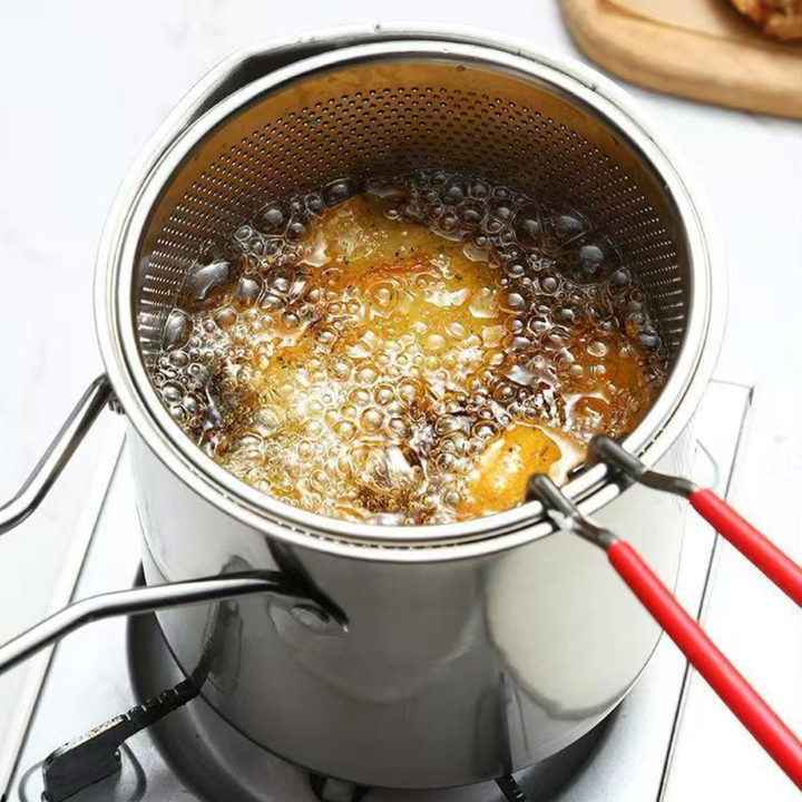 Rostfri fritös med sil