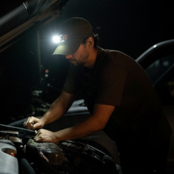 Lätt pannlampa för vandring