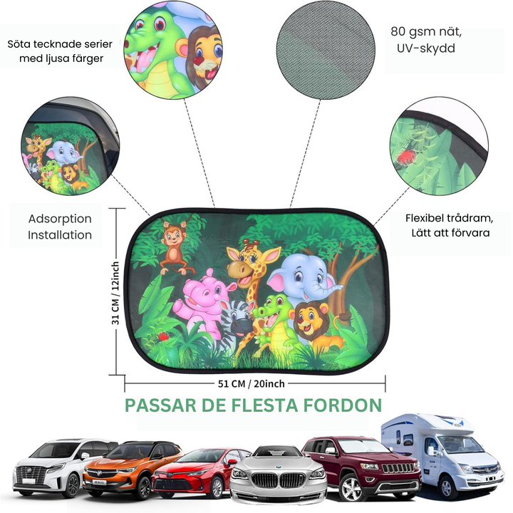 Solskydd för bil – Motiv för barn