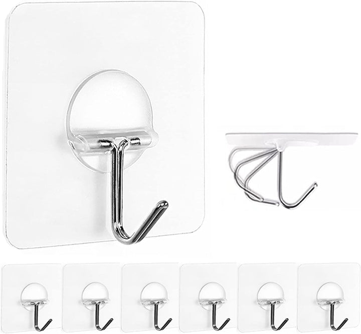 8-pack Självhäftande transparent krok utan borrning