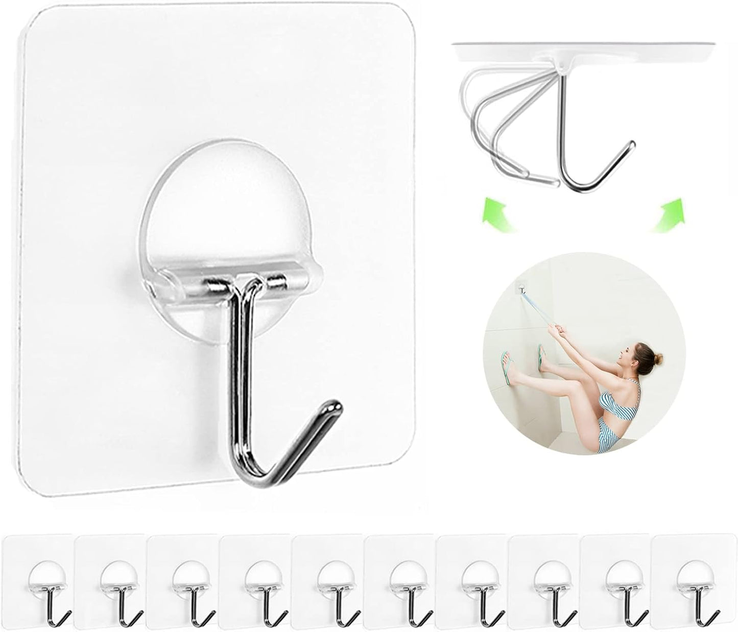 8-pack Självhäftande transparent krok utan borrning