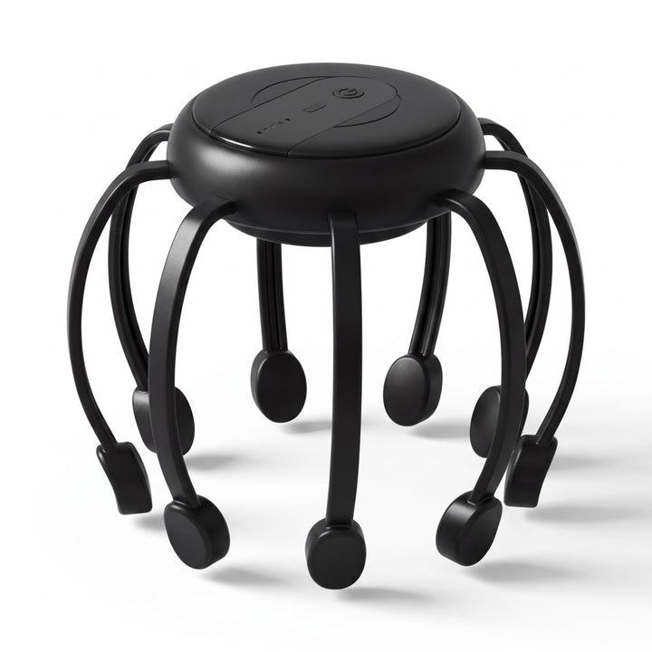 Svart hårbottenmassager snett framifrån visar massagehuvudena