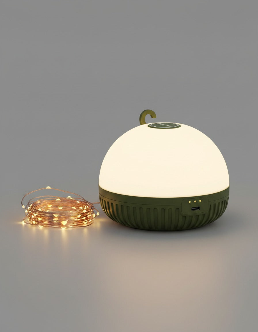 LED-campinglampe med lyskæde – studiebillede