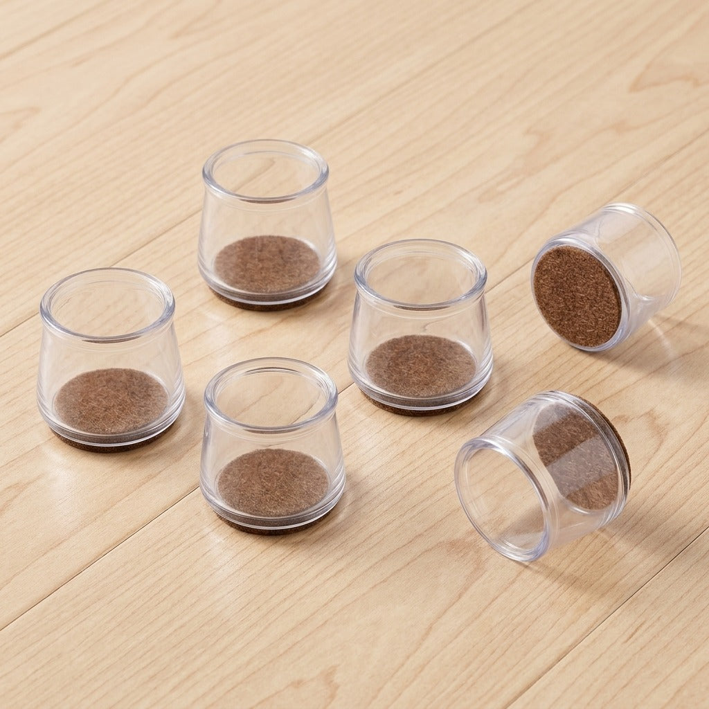 Transparenta silikon golvskydd på trägolv – 12-pack