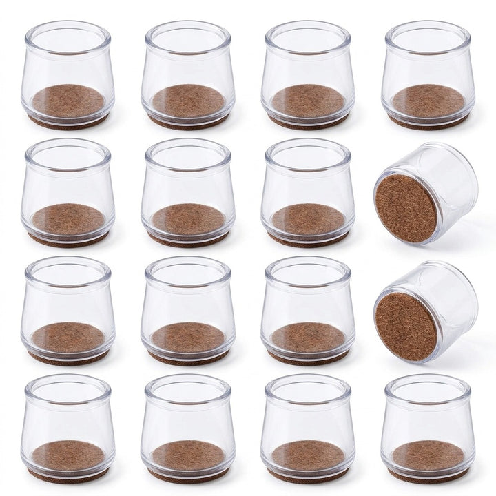 Transparenta golvskydd för stolsben – 12-pack i silikon med filtbotten