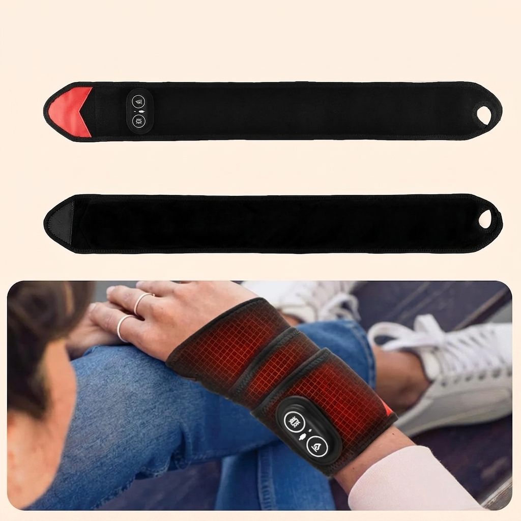 Platt handledsvärmare framsida och baksida samt bärande på handled