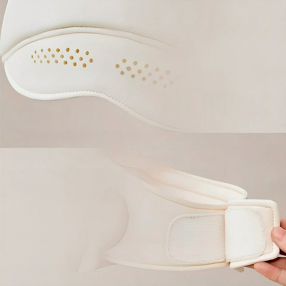 Detalj av mjukt läder och justerbar velcro
