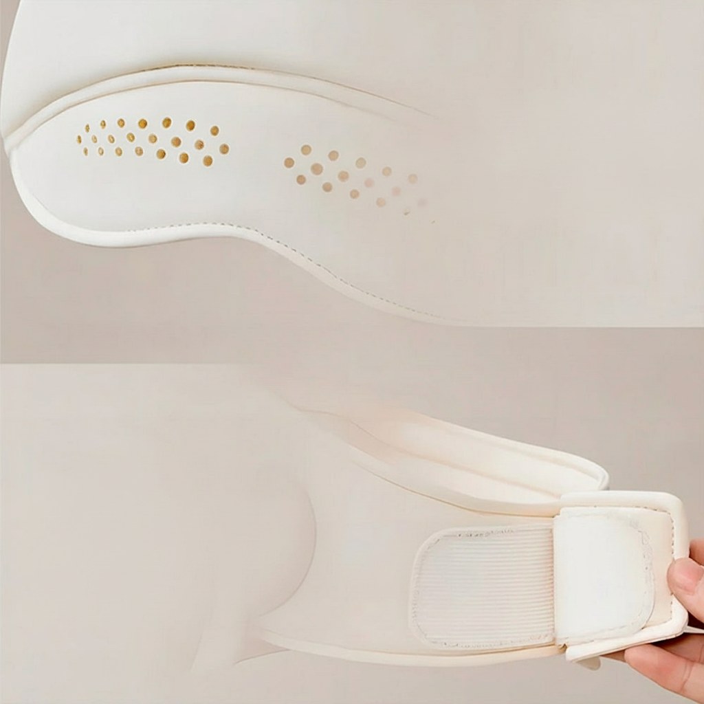 Detalj av mjukt läder och justerbar velcro