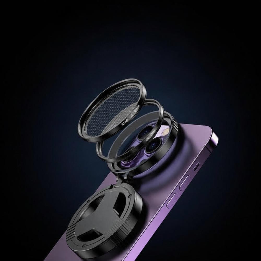 CPL polariseringsfilter exploderad vy på lila iPhone