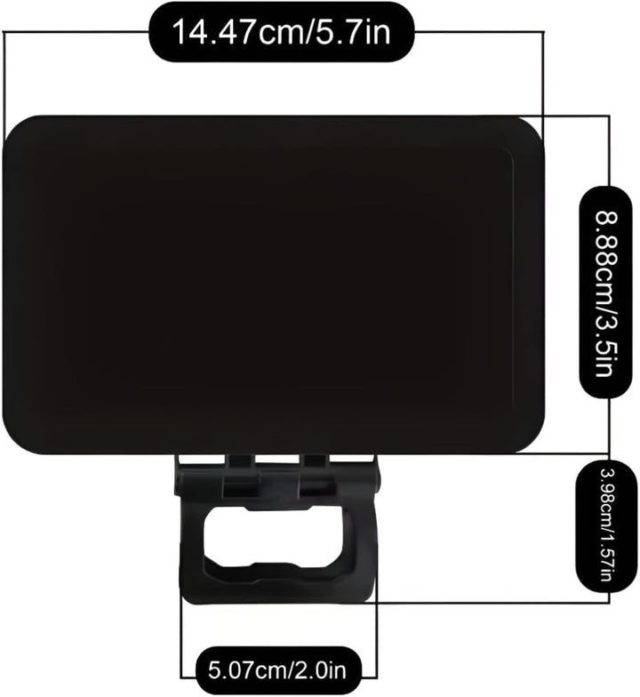 Dimensionsdiagram: 14,47 × 8,88 cm solskyddsskärm med klämma