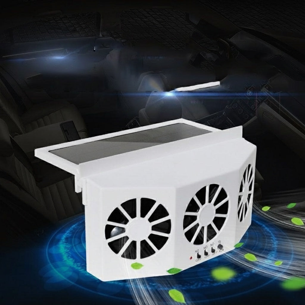 Solcellsdriven bilfläkt vit – hero frontvy