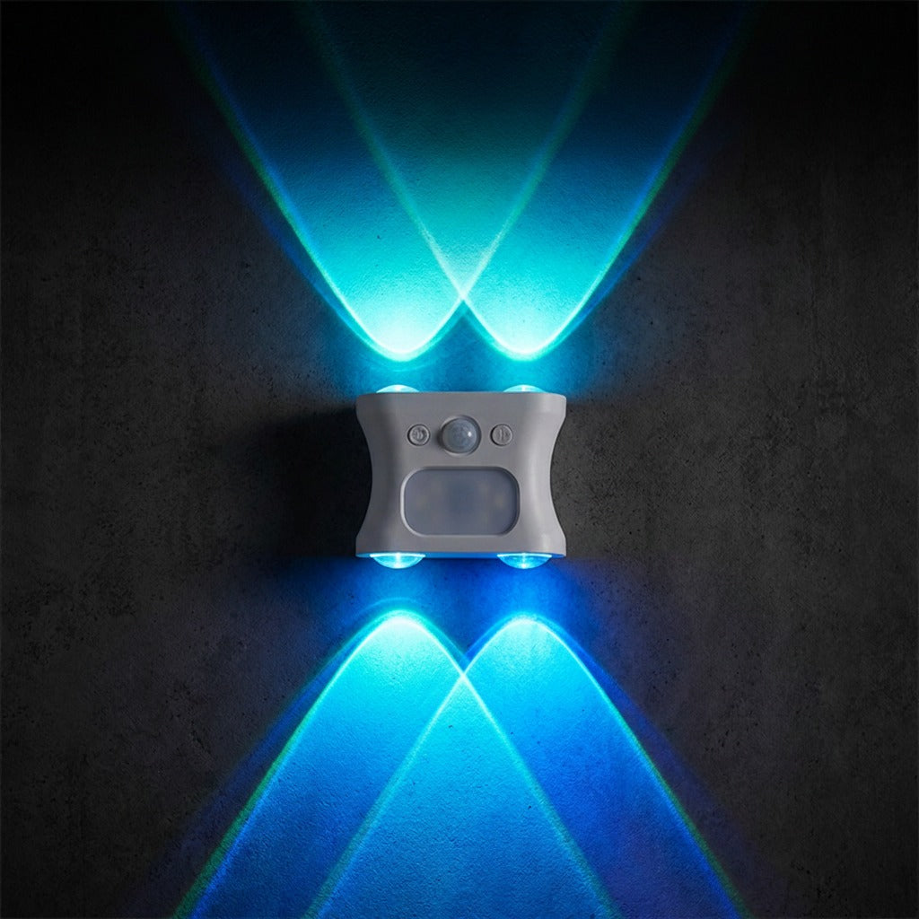 Vägglampa Svart med blå LED-belysning