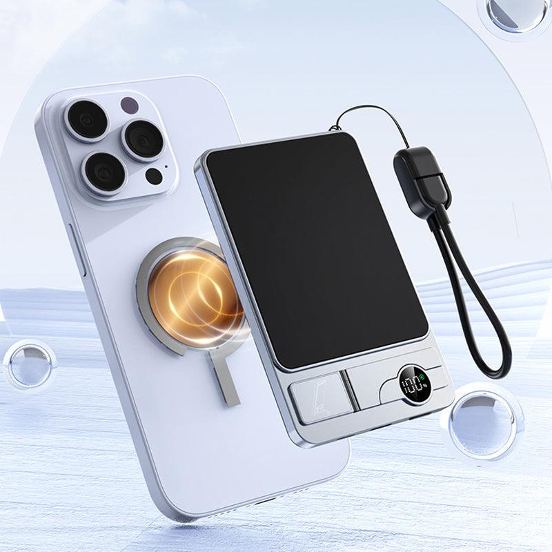 Magnetisk powerbank trådlös laddning silver