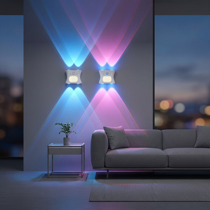Vägglampa RGB LED-beams i vardagsrum