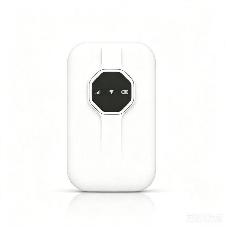 Bärbar 4G WiFi-router framifrån på vit bakgrund