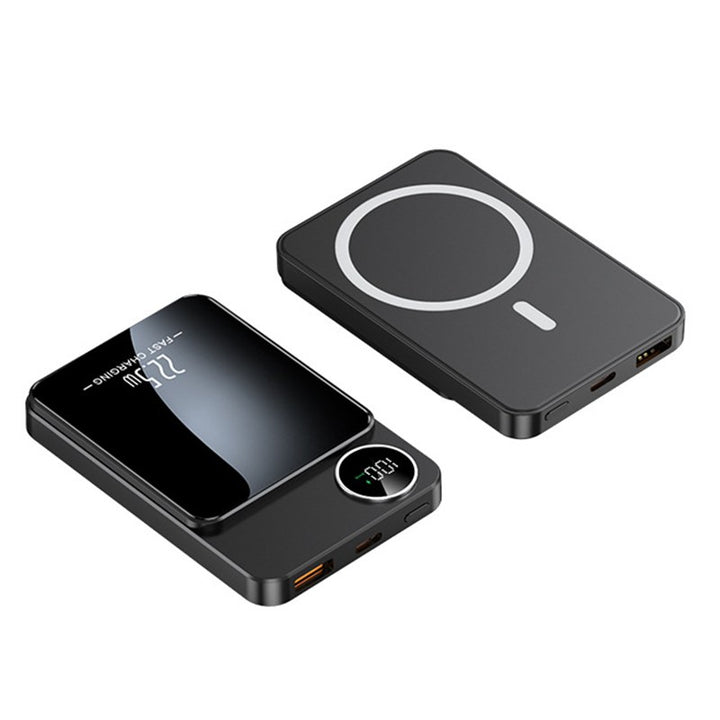 Magnetisk powerbank svart – front och bak