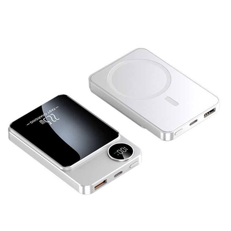 Magnetisk powerbank vit – front och bak