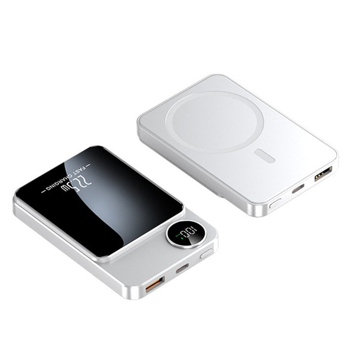 Magnetisk powerbank vit – front och bak