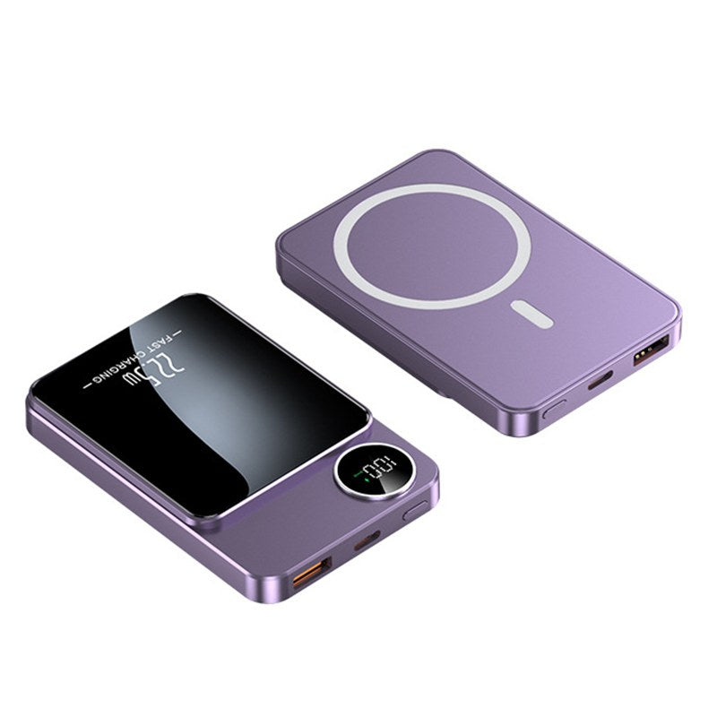 Magnetisk powerbank lila – front och bak