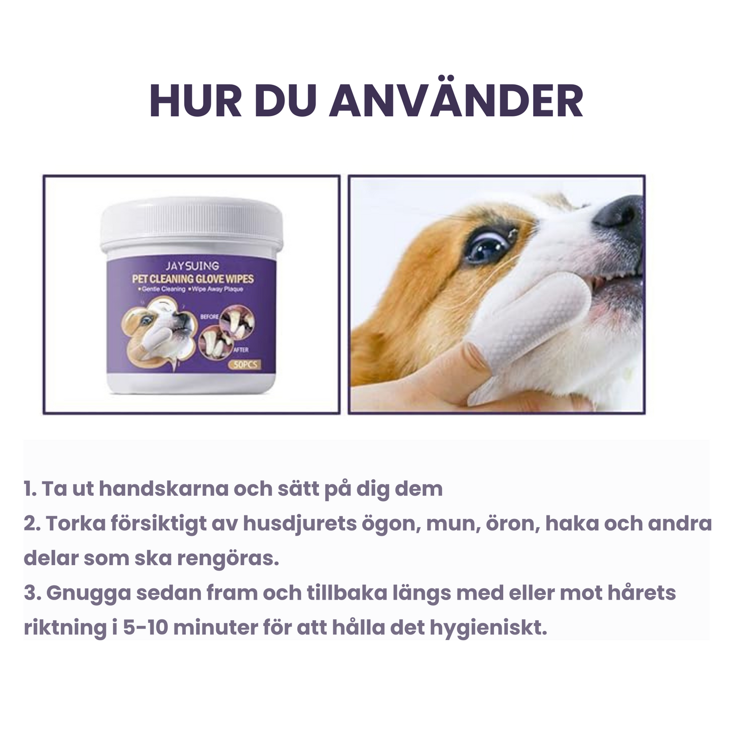 Rengörings-fingerhandskar för husdjur