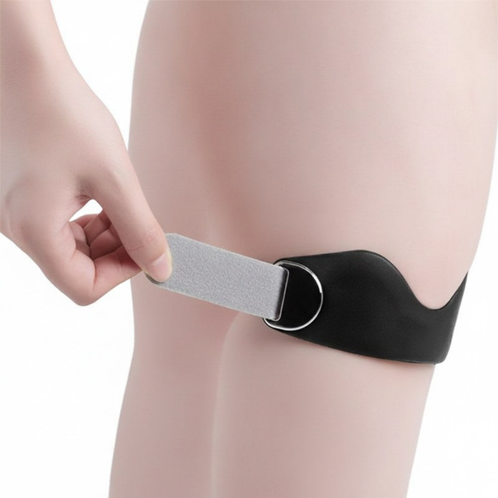Silikonpatellaknäband appliceras på knä